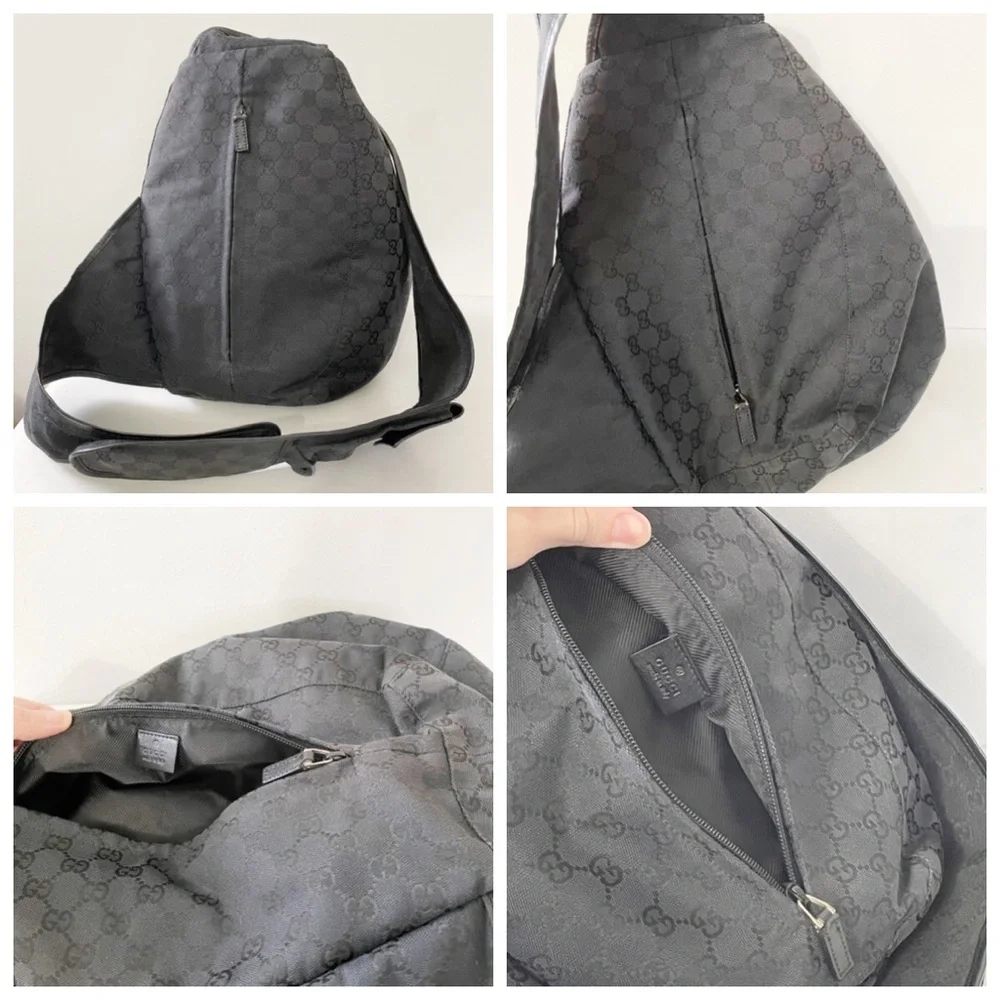 Gucci black monogram canvas and leather Y2K sling backpack bag - Picture 4 of 11